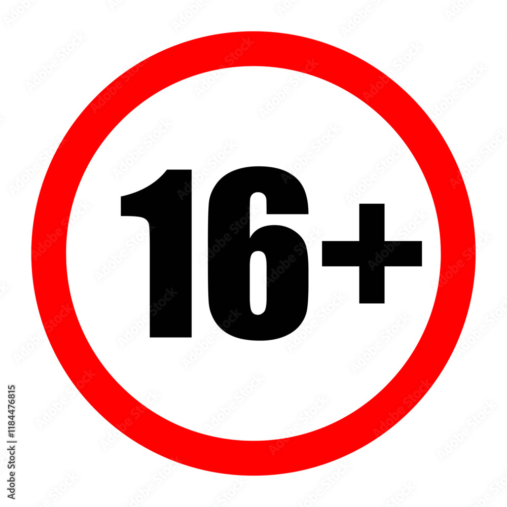 Above 16 age sign vector icon Above 16 age sign vector icon