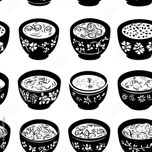 Collection of Russian Borscht vector icons, Russian Borscht vector art pattern