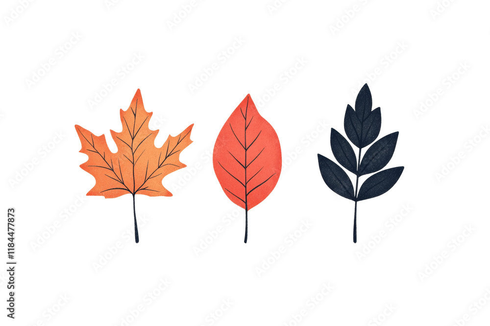 Naklejka premium Colorful autumn leaves, white isolated background