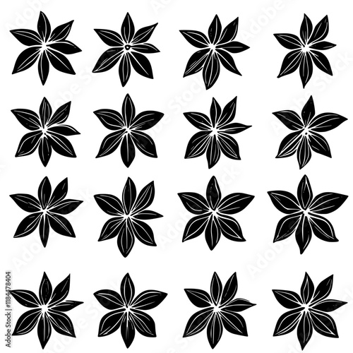 Collection of Star anise vector icons, Star anise vector art pattern