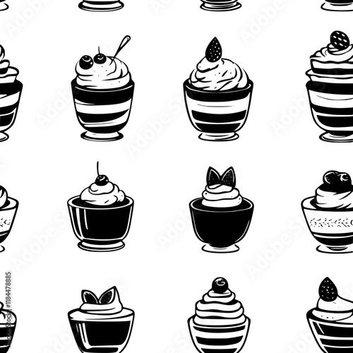 Collection of Tiramisu digital art, Tiramisu vector graphic, repetitive pattern