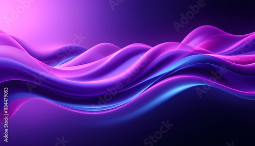 Fototapeta Naklejka Na Ścianę i Meble -  Purple abstract wave background modern design with copy space. Blue purple abstract dynamic wave on black background grainy vibrant color flow banner design poster cover header. Futuristic background