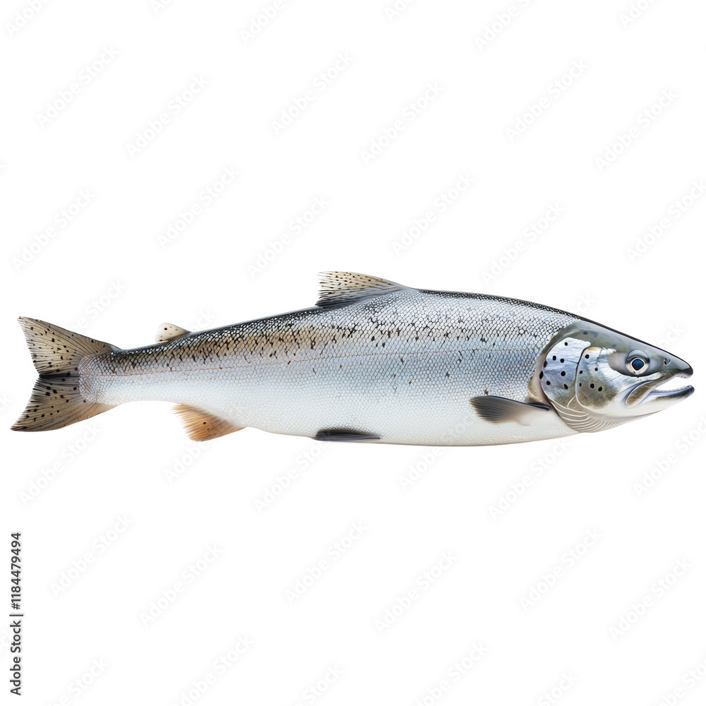 Naklejka premium Fresh salmon fish, white isolated background