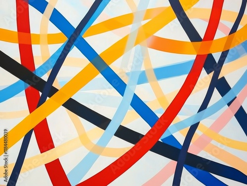 Wallpaper Mural Abstract Interwoven Lines Bold Color Composition in Digital Painting Torontodigital.ca