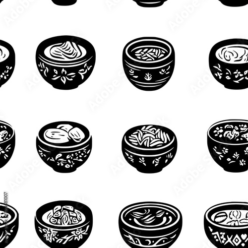 Collection of Biryani icons, Biryani vectorized seamless pattern