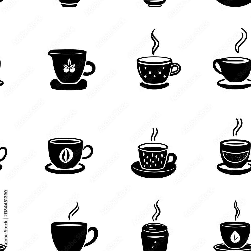 Boiled Coffee Jelly tiled design, Boiled Coffee Jelly repeating background illustration Boiled Coffee Jelly tiled design, Boiled Coffee Jelly repeating background illustration