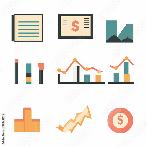 minimalistic graphic icon set money investment illustration