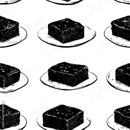 Collection of Brownies icons, Brownies vectorized seamless pattern