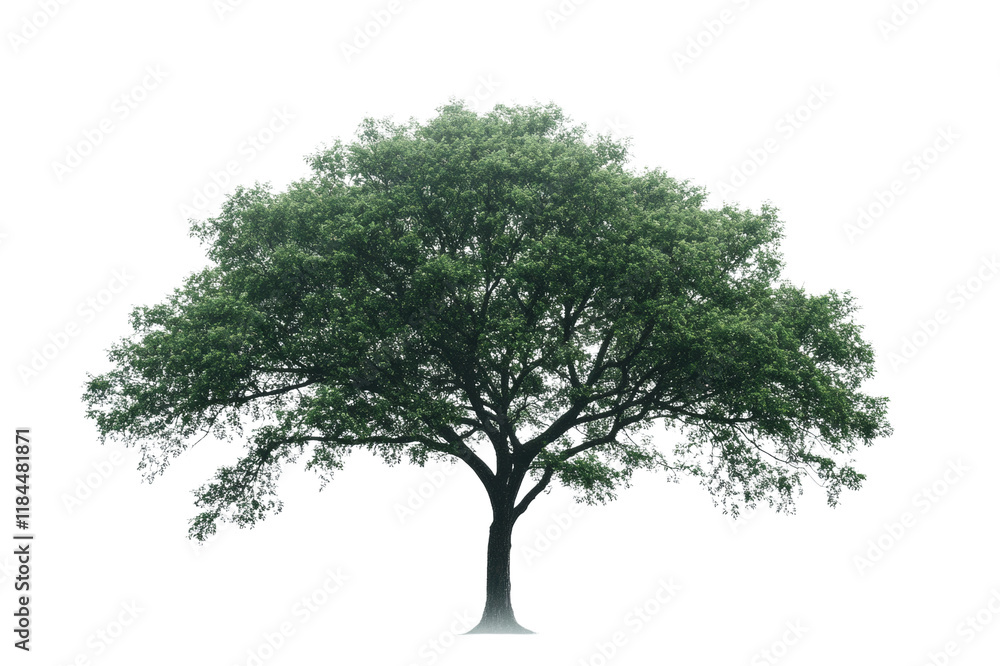 custom made wallpaper toronto digitalGreen tree with lush foliage, white isolated background