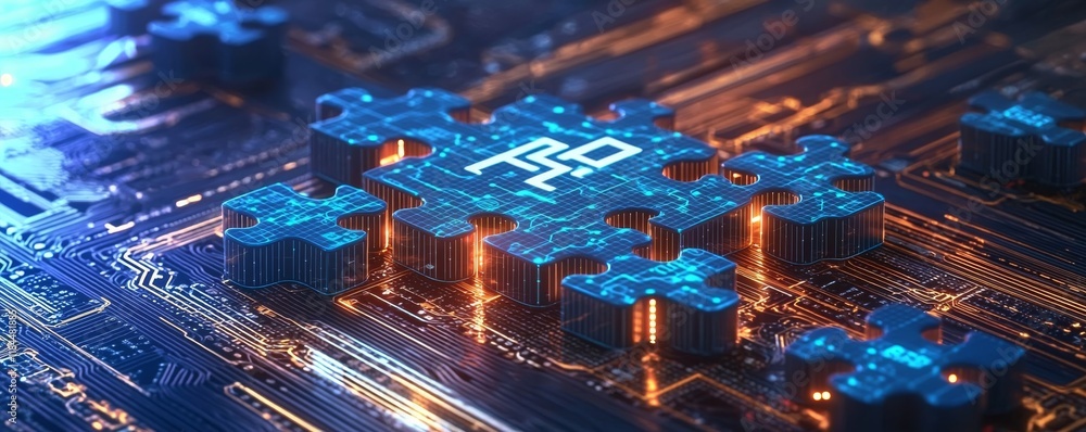 Fototapeta premium Digital Puzzle AP on Circuit Board