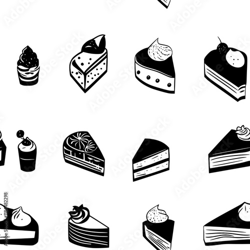 Cheesecake tiled design, Cheesecake repeating background illustration