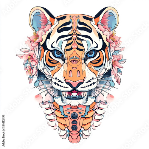 Tribal Tiger illustration isolated on white background photo