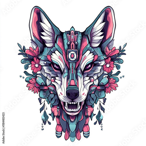 Tribal Wolf illustration isolated on white background photo