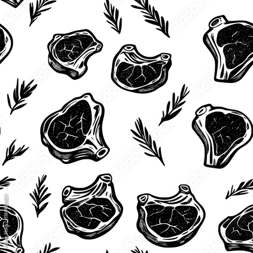 Fast Cooked Pork Chops tiled design, Fast Cooked Pork Chops repeating background illustration
