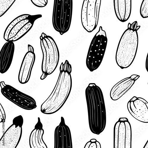 Grilled zucchini tiled design, Grilled zucchini repeating background illustration