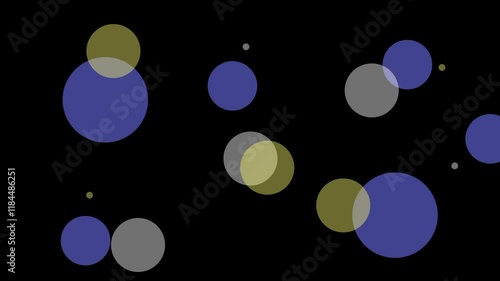 Floating colorful bubbles animated on a black background