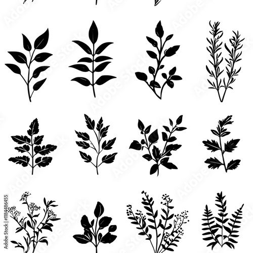 More Herbs tiled design, More Herbs repeating background illustration
