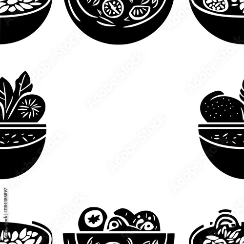 Orzo Salad tiled design, Orzo Salad repeating background illustration