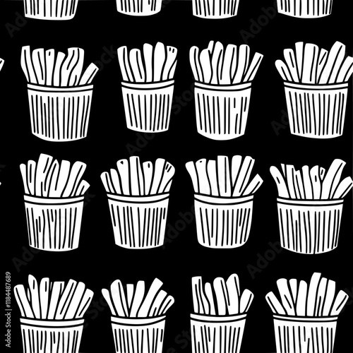Collection of Poutine icons, Poutine vectorized seamless pattern