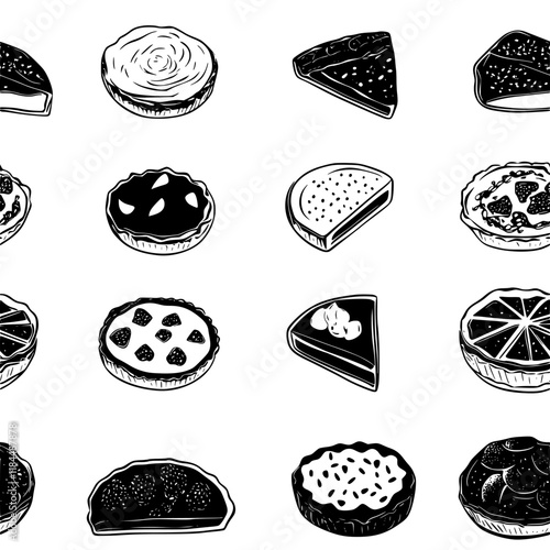 Quiche tiled design, Quiche repeating background illustration