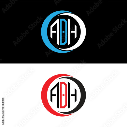 PrintADH logo design, ADH simple and modern logo. ADH luxurious alphabet design
