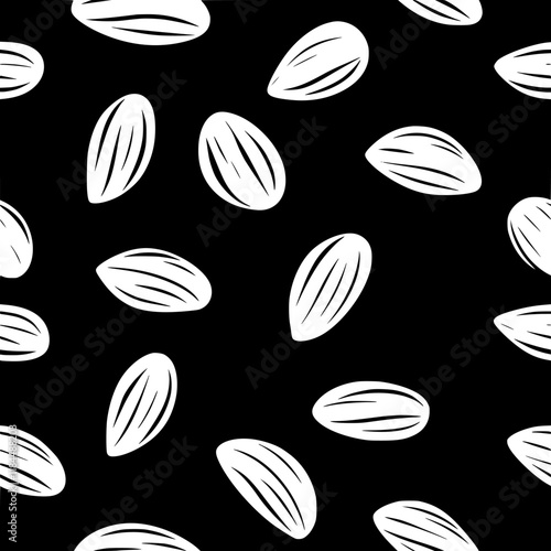 Roasted almonds tiled design, Roasted almonds repeating background illustration