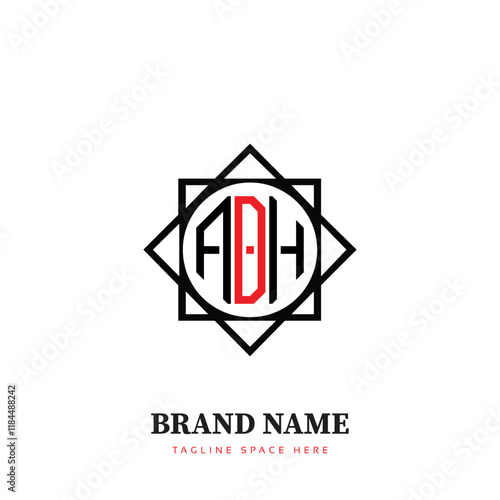 PrintADH logo design, ADH simple and modern logo. ADH luxurious alphabet design
