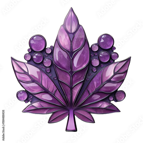 Vibrant purple leaf with water droplets photo