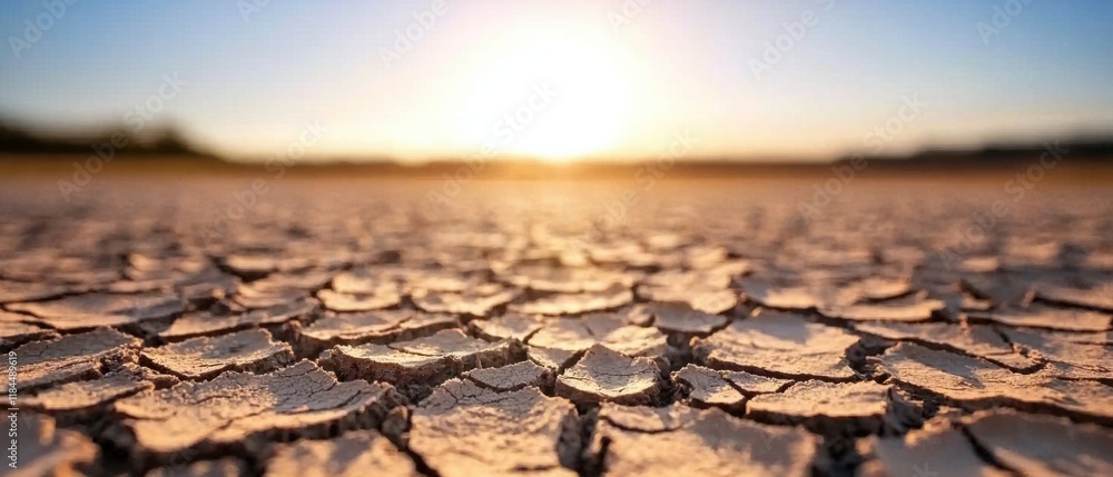 Obraz premium Drought impact on arid lands dry environment nature photography sunrise view climate change awareness