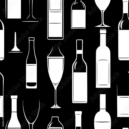 White wine artwork, White wine graphic illustrations