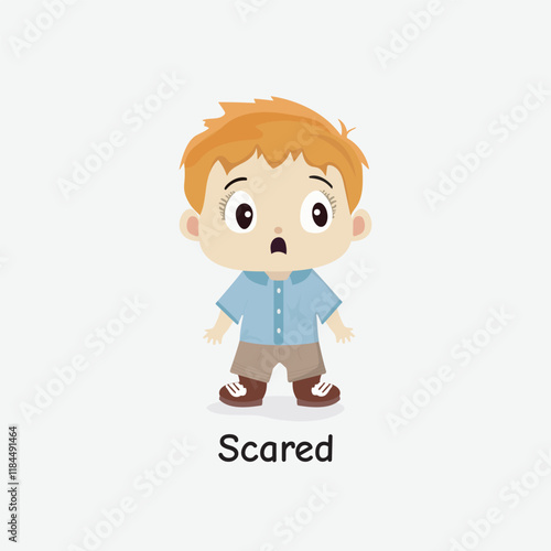 Scared Child Vector Illustration with Frightened Look