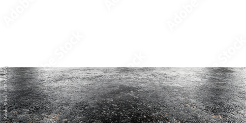 Wet asphalt pavement surface isolated on transparent background