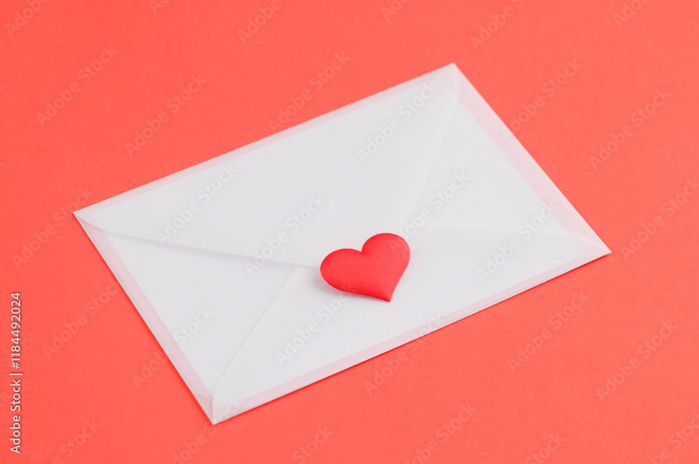 valentines day letter and envelope on red background valentines day letter and envelope on red background