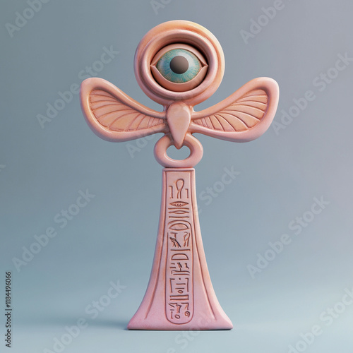 Ankh and Eye of Horus Ancient Egyptian clay cute illustration photo