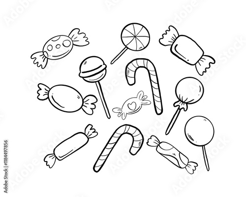 lollipop candy isolated icon set Outline Simple vector illustration.	