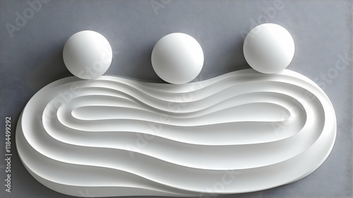 Abstract 3D White Wave Background