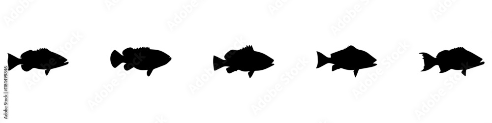 Obraz premium Fish icon vector set. Bass fish icon. Fish icon set. Fish or seafood symbol. Vector Illustration. EPS 10