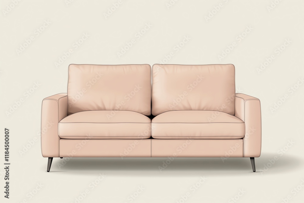 Elegant blush pink leather sofa Elegant blush pink leather sofa