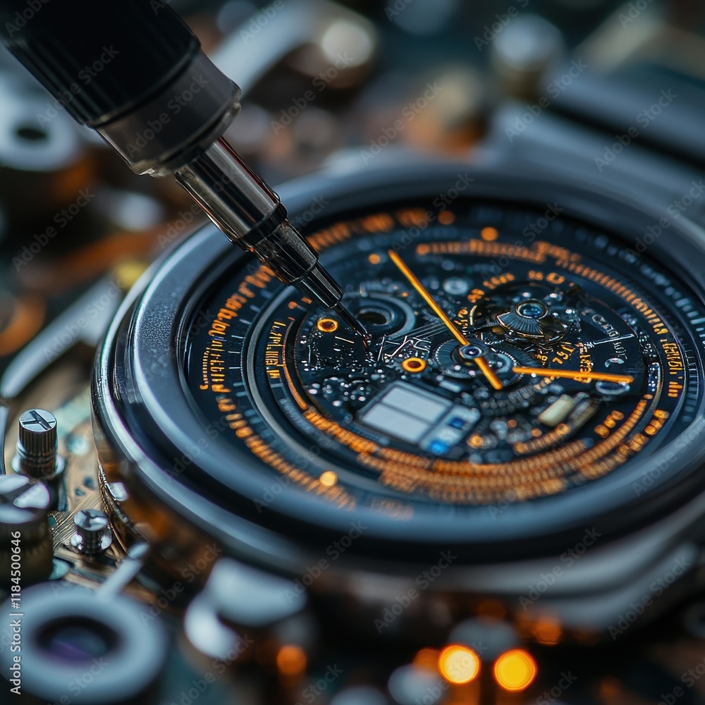 Fototapeta premium Intricate Watch Mechanism Detail Close-Up