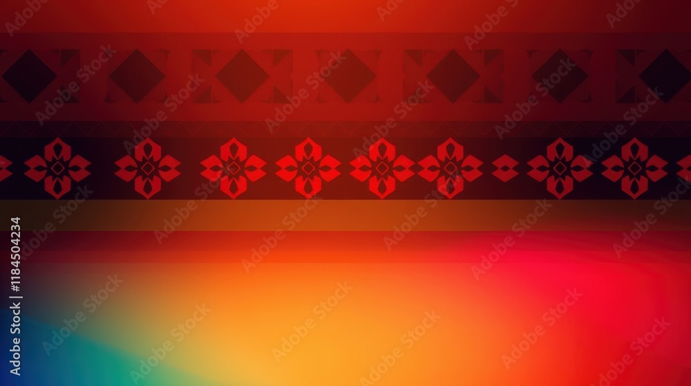 Vibrant tapestry of colors and patterns illuminating the artistry of traditional textile design in a warm ambiance