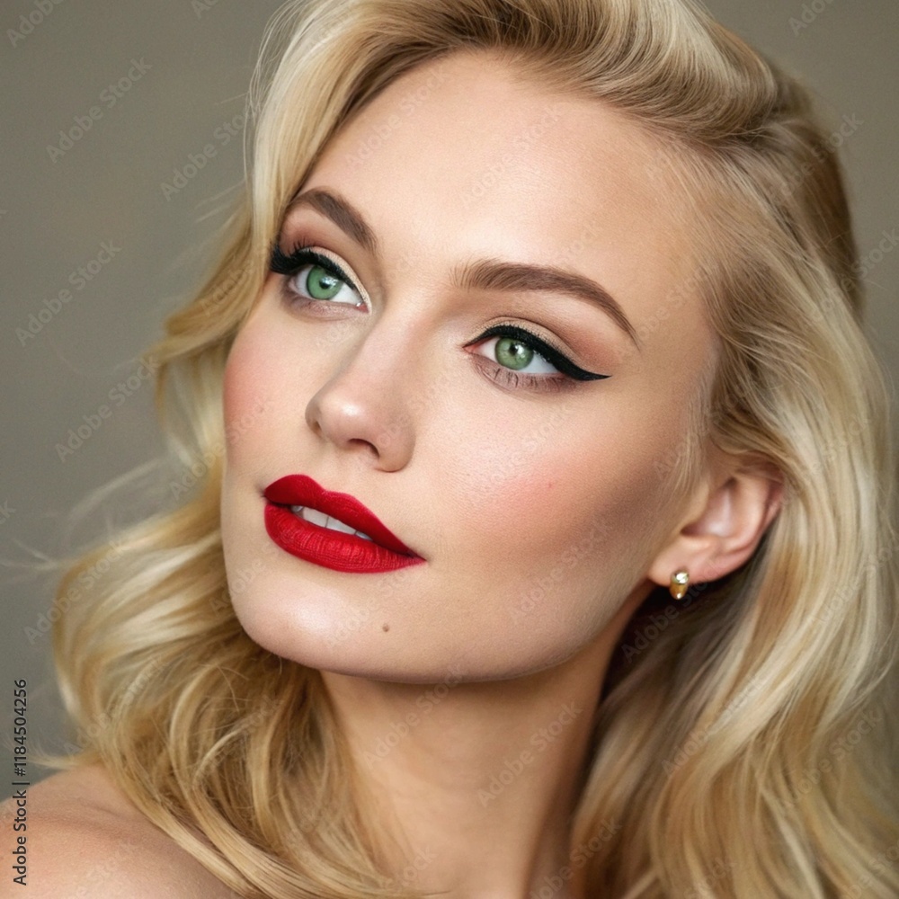 woman, beauty  face, hair fashion, lips makeup