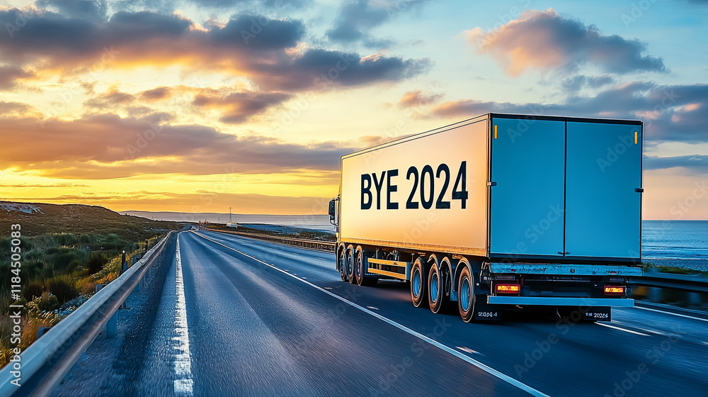 Large truck with the words Large truck with the words