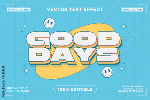 Editable text effect Good Days 3d Cartoon template style premium vector