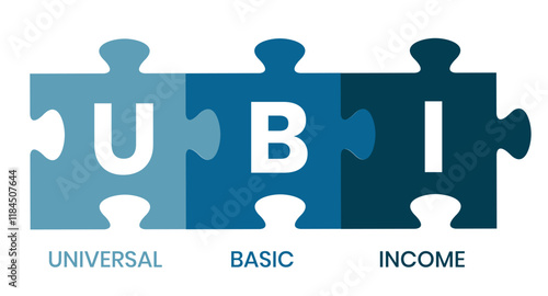 UBI - Universal Basic Income acronym. business concept background. vector illustration concept with keywords and icons. lettering illustration with icons for web banner, flyer, landing page
