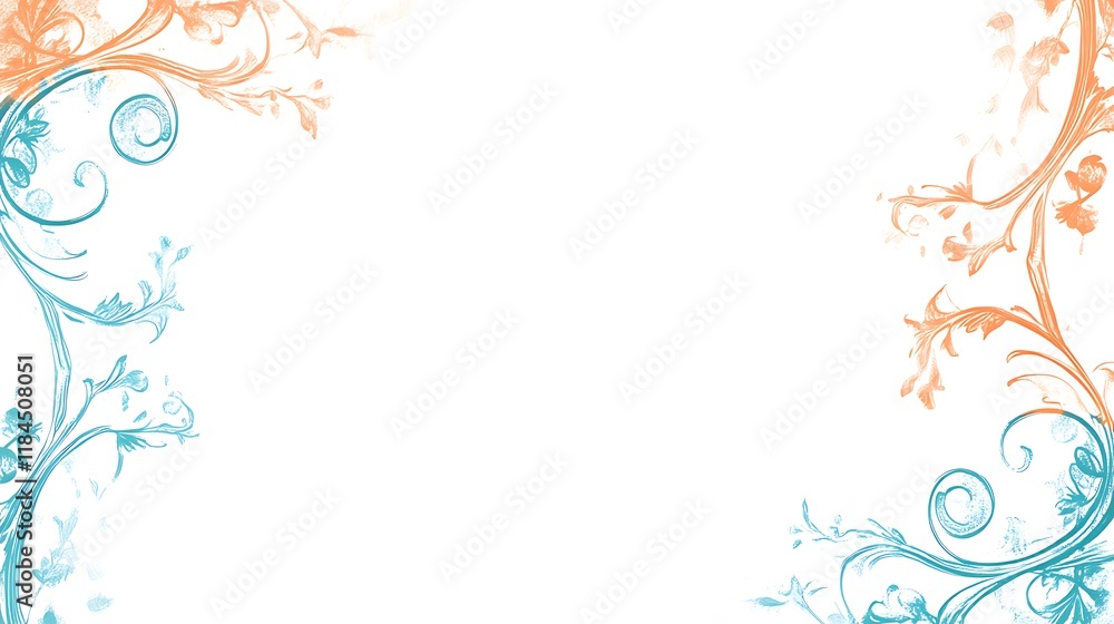 Elegant Aqua and Peach Floral Frame Design Elegant Aqua and Peach Floral Frame Design