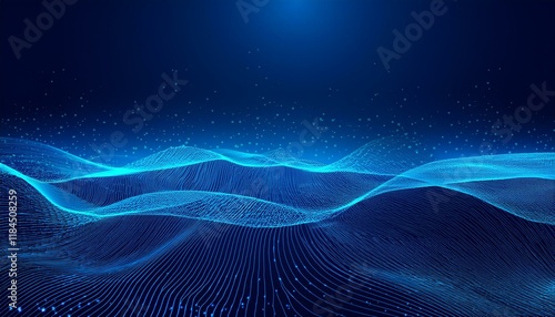 Wallpaper Mural blockchain technology background abstract digital network concept crypto data  illustration blue particle background flow wave with dot landscape Torontodigital.ca