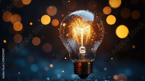 Glowing Edison Bulb: Spark of Inspiration Amidst Bokeh Lights