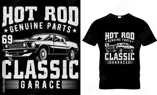 hot rod genuine parts 69 classic garage, vintage car t shirt design, car, the vintage retro car