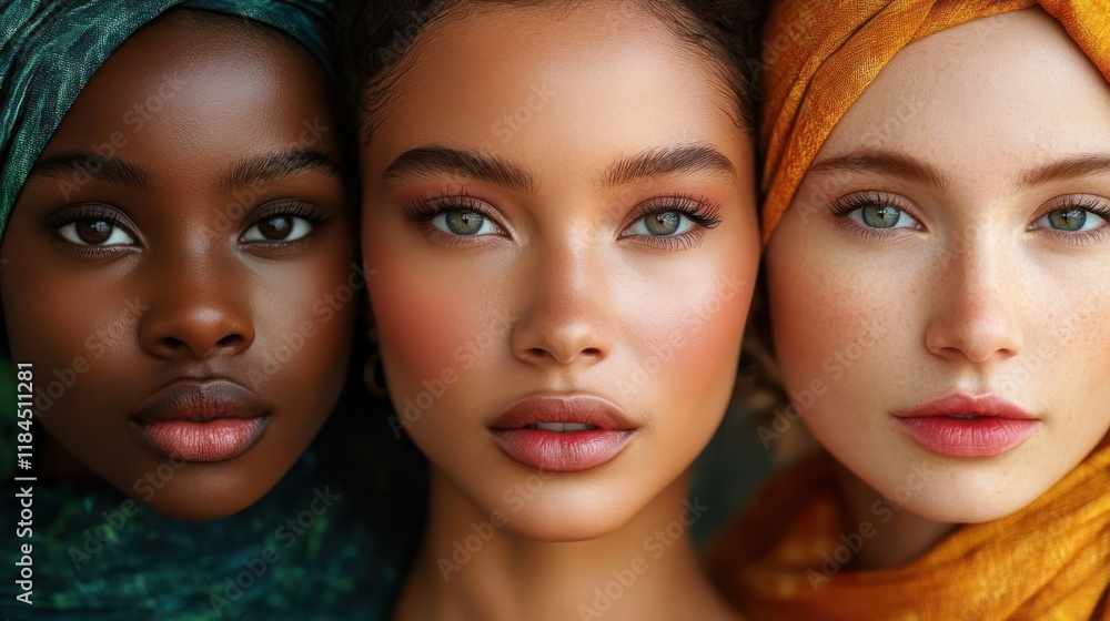 Serene Faces: A Trio of Women in Soft Lighting and Earthy Hues Serene Faces: A Trio of Women in Soft Lighting and Earthy Hues