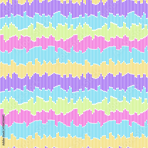 A seamless, vibrant abstract pattern featuring colorful wavy lines in a geometric style. Perfect for textiles, wrapping paper, digital design, branding, packaging, and creative backgrounds